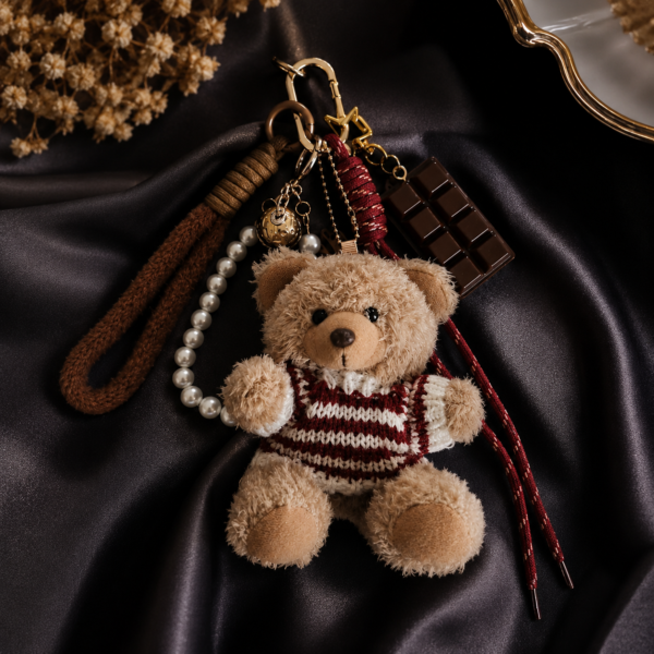Festive HUES Soft Toy Keychain | Cute Plush Teddy Bear Bag Charm & Keyring for Purse, Backpack, Car & Home Keys