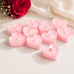 Heart Shaped Soy Wax Tea Light Candles Set of 10 | Romantic Decor & Gifts - Image 3
