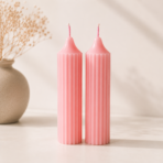 Vertical Ribbed Soy Wax Pillar Candle Set for Home Decor, Gifting & Festivals - Image 3