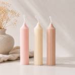 Vertical Ribbed Soy Wax Pillar Candle Set for Home Decor, Gifting & Festivals - Image 4