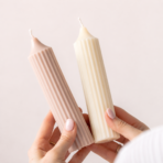 Vertical Ribbed Soy Wax Pillar Candle Set for Home Decor, Gifting & Festivals - Image 5