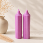 Vertical Ribbed Soy Wax Pillar Candle Set for Home Decor, Gifting & Festivals