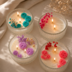 Botanical Crystal Jar Soy Wax Candle with Lid for Home Decor & Luxury Gifting - Image 3