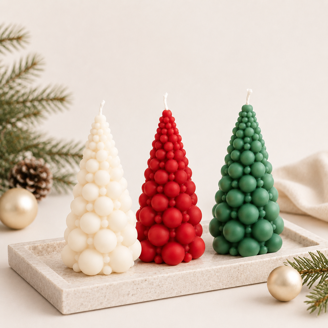 main img-1 Christmas Tree Bubble Soy Wax Candle for Festive Decor, Gifting & Holidays - Image 1