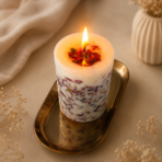 Botanical Soy Wax Pillar Candle with Natural Botanicals for Home Décor & Gifting