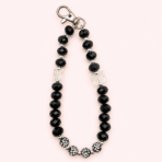 Black & White Butterfly Beaded Phone Charm Wrist Strap for Women - Image 2