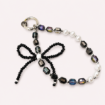 Black Bow Beaded Phone Charm Wrist Strap for Phones, Keys & Bags - Image 2