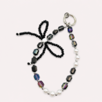Black Bow Beaded Phone Charm Wrist Strap for Phones, Keys & Bags - Image 3