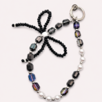 Black Bow Beaded Phone Charm Wrist Strap for Phones, Keys & Bags - Image 5