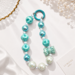 Phone Charm with Beaded Chain | Acrylic Wrist Strap for Mobile Phones, Keys & Bags | Blue Bow Keychain Accessory for Women & Girls - Image 3