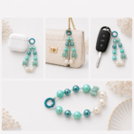 Phone Charm with Beaded Chain | Acrylic Wrist Strap for Mobile Phones, Keys & Bags | Blue Bow Keychain Accessory for Women & Girls - Image 6