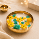 Classic Hammered Metal Urli Soy Wax Candle for Home Décor & Festive Gifting