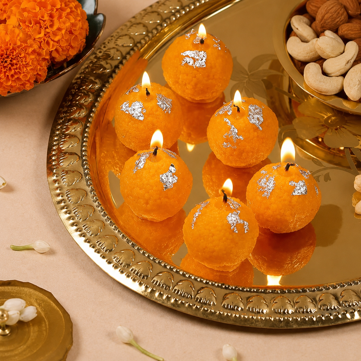 Main img -1 Shagun Laddu Soy Wax Candle Gift Box | Festive Diwali & Wedding Gift Set - Image 1