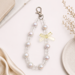 Yellow Bow Beaded Phone Charm | Crystal Mobile Charm with Lobster Clasp