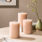 Ribbed Pillar Soy Wax Candle Set of 3 | Scented Decorative Candles for Home