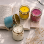 Glass Jar Soy Wax Scented Candle with Gold Lid for Home Decor & Gifting