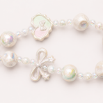 Pearl Beaded Phone Charm Wrist Strap with Bow & Heart | Detachable Lanyard - Image 3