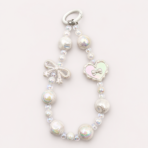 Pearl Beaded Phone Charm Wrist Strap with Bow & Heart | Detachable Lanyard - Image 4