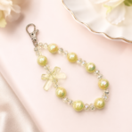 Cute Yellow Beaded Phone Charm for Girls | Aesthetic Candy Mobile Hanging Charm | Acrylic Hand Strap for Smartphones
