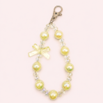 Cute Yellow Beaded Phone Charm for Girls | Aesthetic Candy Mobile Hanging Charm | Acrylic Hand Strap for Smartphones - Image 2