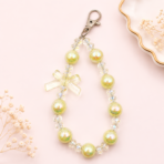 Cute Yellow Beaded Phone Charm for Girls | Aesthetic Candy Mobile Hanging Charm | Acrylic Hand Strap for Smartphones - Image 3