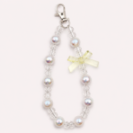 Yellow Bow Beaded Phone Charm | Crystal Mobile Charm with Lobster Clasp - Image 2