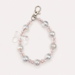 Pink Bow Beaded Phone Charm with Crystal Beads & Lobster Clasp - Image 3