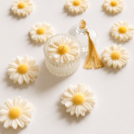 Daisy Flower Scented Soy Wax Candle in Glass Jar for Home Decor & Gifts - Image 2