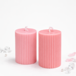 Ribbed Pillar Soy Wax Candle Set of 3 | Scented Decorative Candles for Home - Image 2