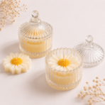 Daisy Flower Scented Soy Wax Candle in Glass Jar for Home Decor & Gifts - Image 3