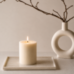 Ribbed Pillar Soy Wax Candle Set of 3 | Scented Decorative Candles for Home - Image 3