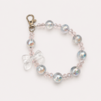 Pink Bow Beaded Phone Charm with Crystal Beads & Lobster Clasp - Image 5
