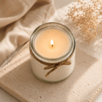Glass Jar Soy Wax Scented Candle with Gold Lid for Home Decor & Gifting - Image 4