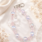 Pink Bow Beaded Phone Charm with Crystal Beads & Lobster Clasp - Image 6