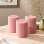 Ribbed Pillar Soy Wax Candle Set of 3 | Scented Decorative Candles for Home - Image 6