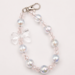 Pink Bow Beaded Phone Charm with Crystal Beads & Lobster Clasp - Image 4