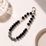 Black & White Butterfly Beaded Phone Charm Wrist Strap for Women