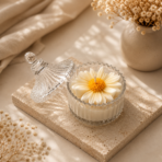 Daisy Flower Scented Soy Wax Candle in Glass Jar for Home Decor & Gifts